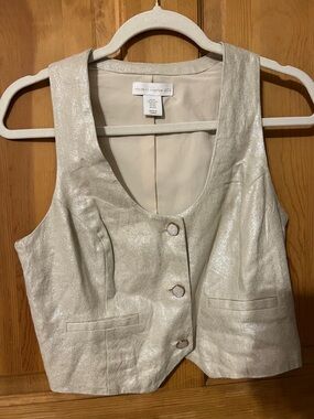 House of Harlow 1960 Shimmery Ivory Metallic Vest